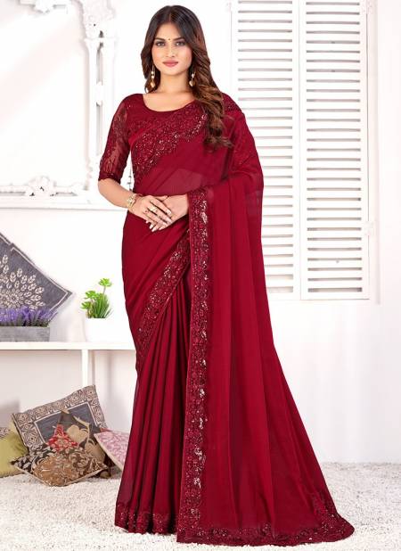 Maroon Colour NARI FASHION New Fancy Party Wear Heavy Silk Latest Saree Collection 6144